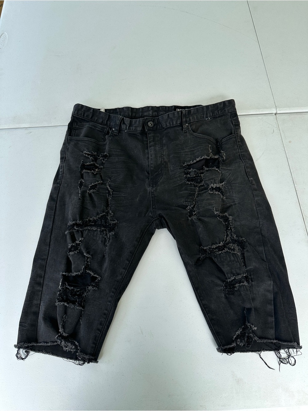 Smoke Rise NYC Black Distressed Denim Shorts Men’s Size 42